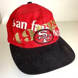 Vtg 80s/90s San Francisco 49ers NFL Football Snapback Hat Cap Logo 7 Red Gold